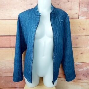 VINTAGE Simon Chang quilted jeans zip up blazer